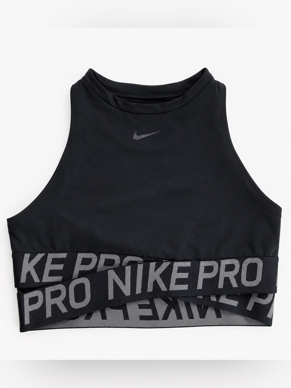 Nike Pro Black High Neck Sports Bra Top Size M 🖤🩶